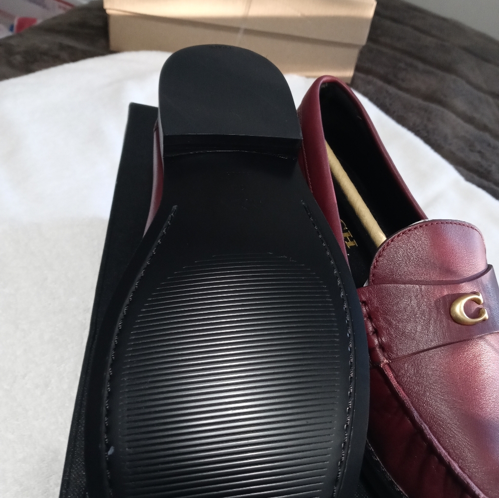 Coach Red Loafers with Horsebit Detail